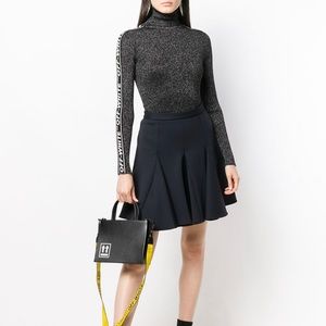 Off-White Turtle Neck Lurex Logo Knitted Top